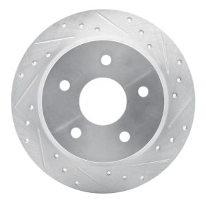 Jeep Grand Cherokee Brake Rotor (1) - Rear Right - R1 Concepts - Drilled & Slotted - Silver - `99-`04